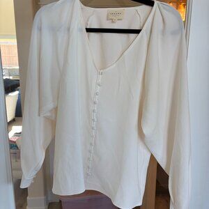 Sezane Women's V-Neck Buttondown Cream Size 36